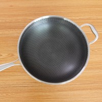 TRI-PLY stainless steel non-stick honey comb frying pan with grass lid