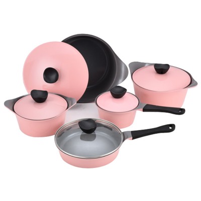 10 pcs non-stick pink ceramic Korea cookware sets