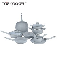 Aluminum marble coating stone cookware set