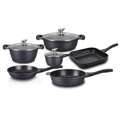 Mguoguo 9pcs home use aluminium die casting non stick full cookware set