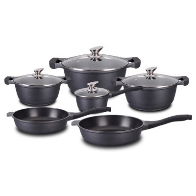 Mguoguo 10pcs aluminium die casting deep fry pan sets casserole sets non stick cookware set