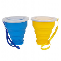 270ml Silicone Folding Cup With Lanyard Outdoor Coffee Cups Retractable Travel